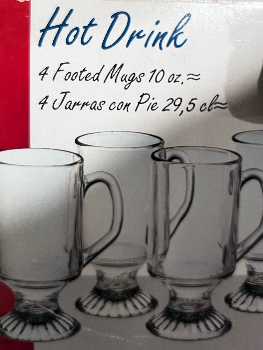 Vintage Luminarc Hot Drink Footed Glass Mug Set 4pc 10oz NIB USA 1994 - Picture 7 of 12